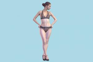 Woman in a Swimsuit scanned-model, scanned, fashion, people, tall, white, pose, , secret, victoria, bodyscan, young, woman, leopard, swimsuit, pretty, character, girl, photogrammetry, female, human, sport, skinny
