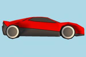Ferrari Low-poly cartoon-car