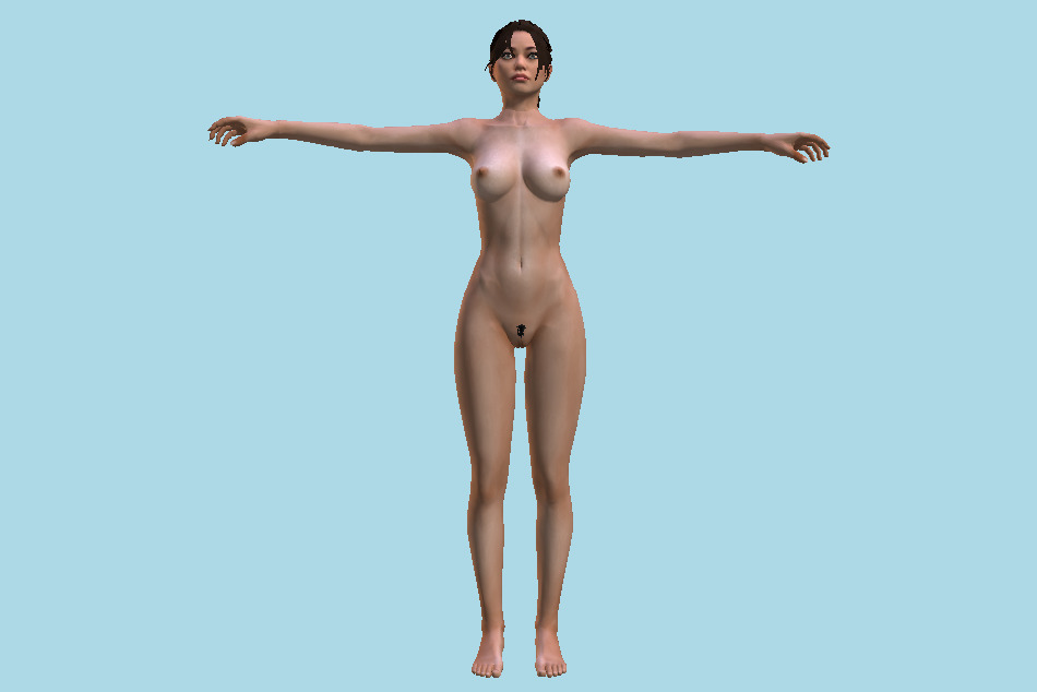Chell Naked Girl 3d model