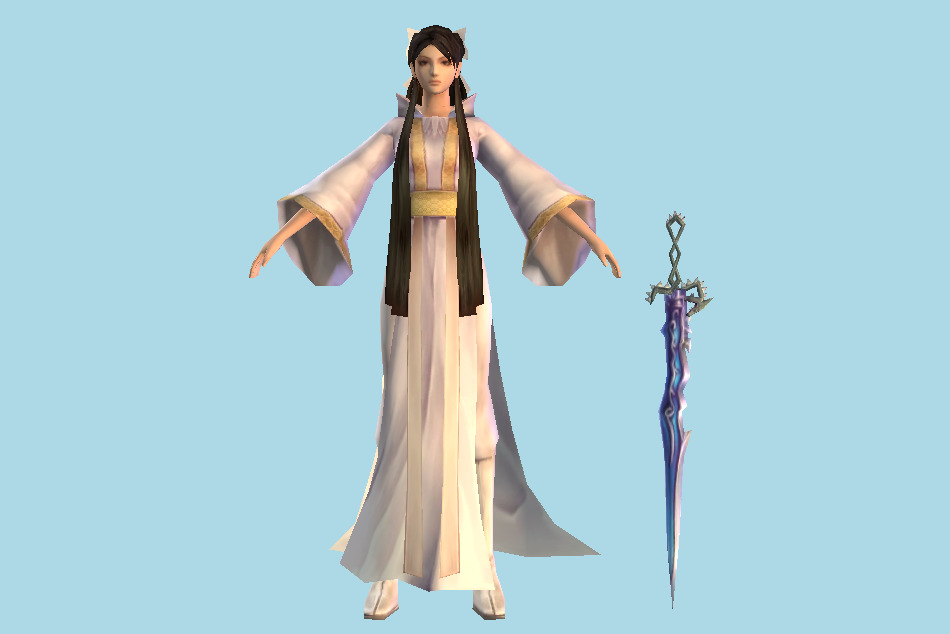Ancient Chinese Girl Sword 3d model