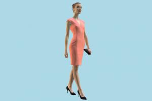 Walking Woman scanned-models, girl, female, woman, people, human, character, tall, lady, walking, dress, elegant