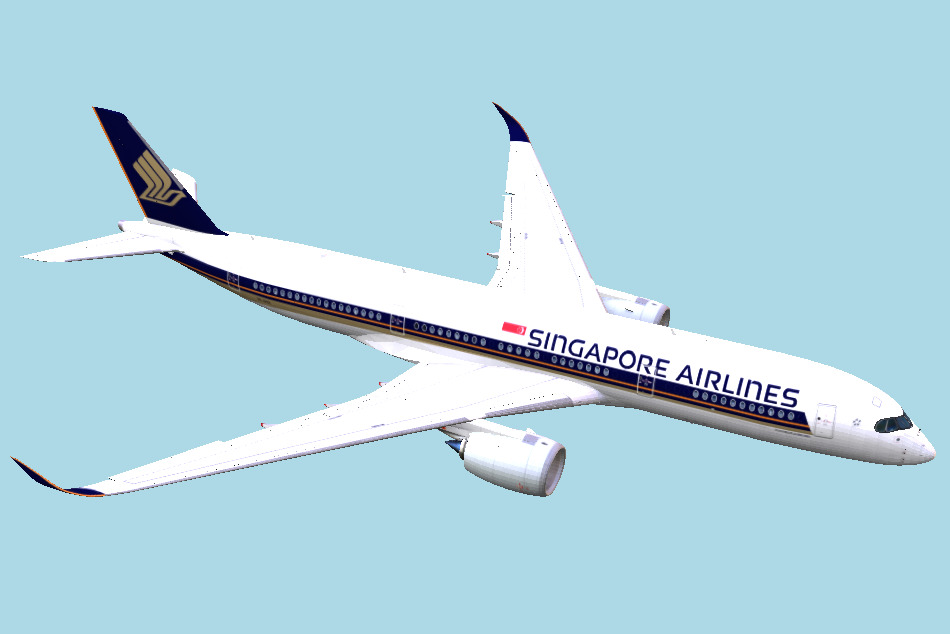 Airbus Plane A350 Singapore Airlines 3d model