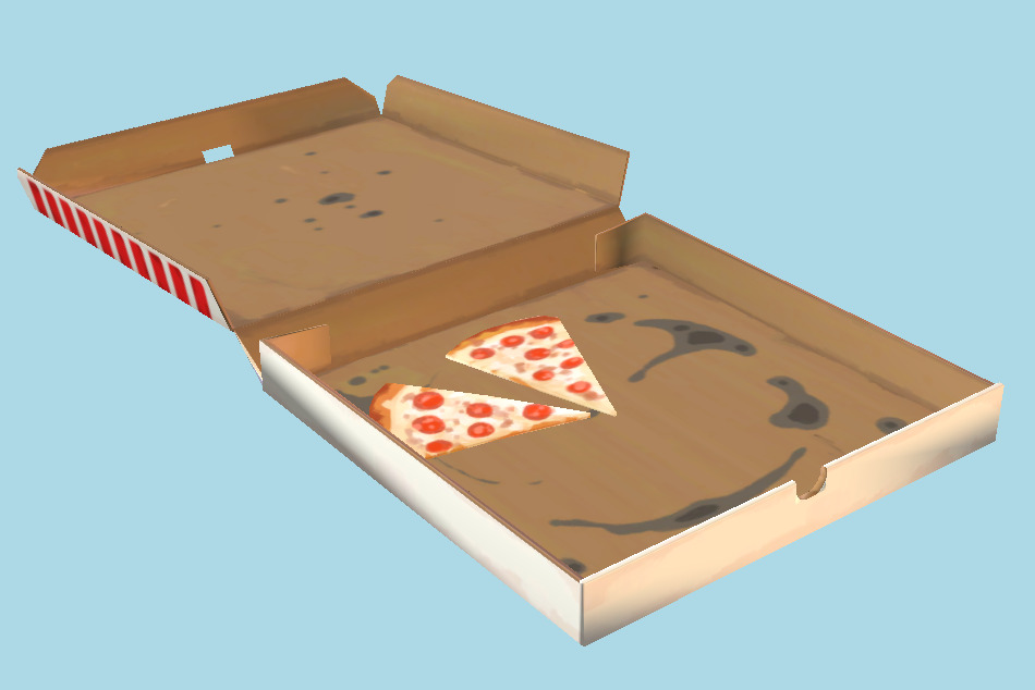 Pizza Box Lis Two Slices Left 3d model