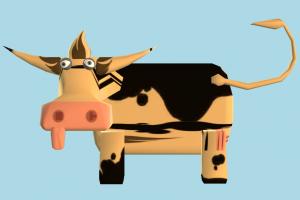 Bull cow, bull, animal, cartoon, 2d, low-poly