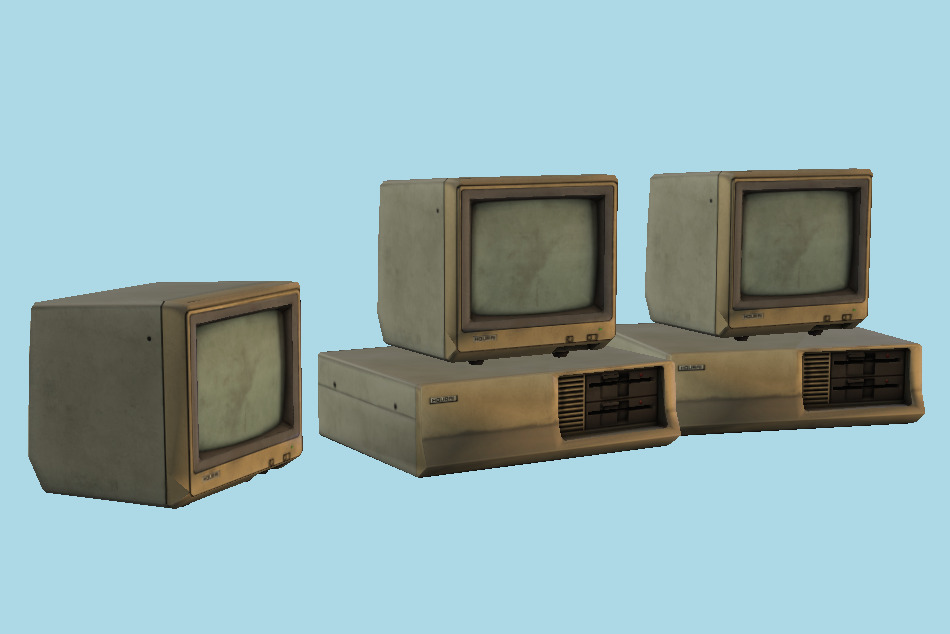 Old Desktop Computers Monitors 3d model