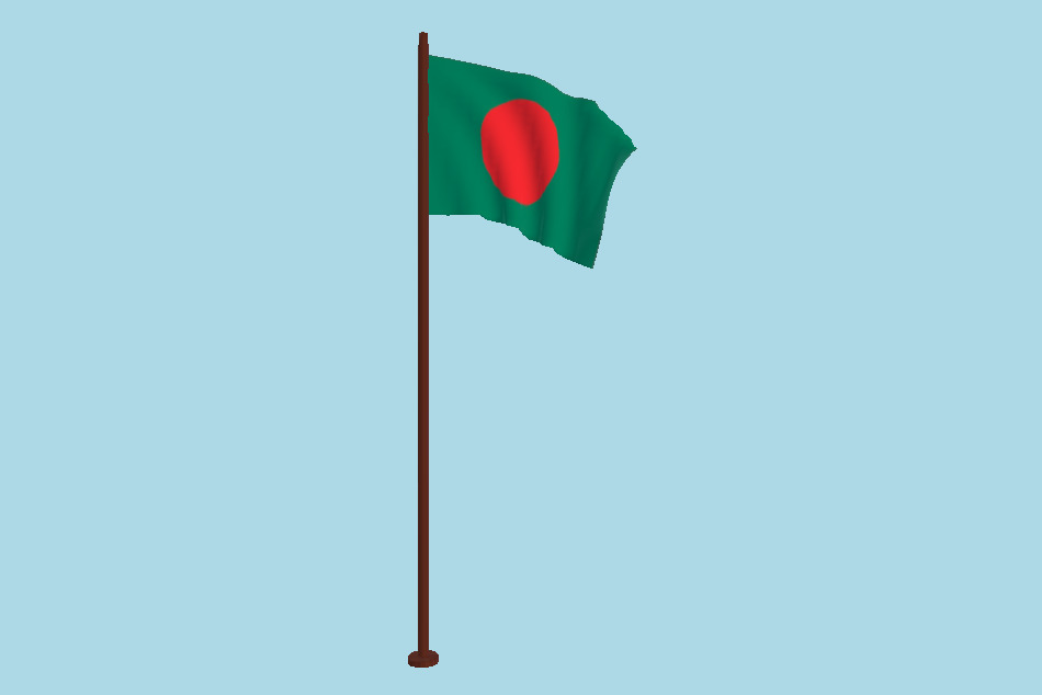 Bangladesh Flag Animated FBX Free Download 3d model