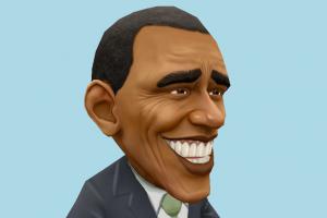 Obama caricature, cartoon, toony, chibi, toy, business-man, politician, president, obama, usa, america, lowpoly, man, male, people, human, character
