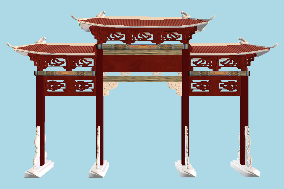 Chinese Paifang Memorial Archway Gate 3d model