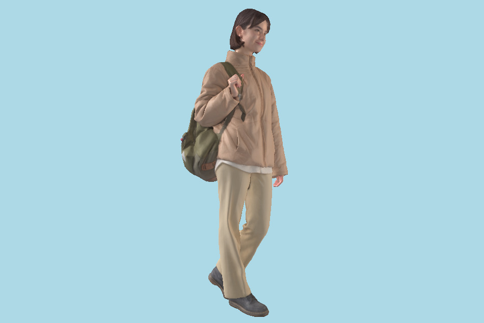 Walking Woman with a Green Backpack 3d model