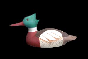 Red-breasted Merganser Drake wooden, bird, painted, hunting, duck, drake, decoy, merganser, animal