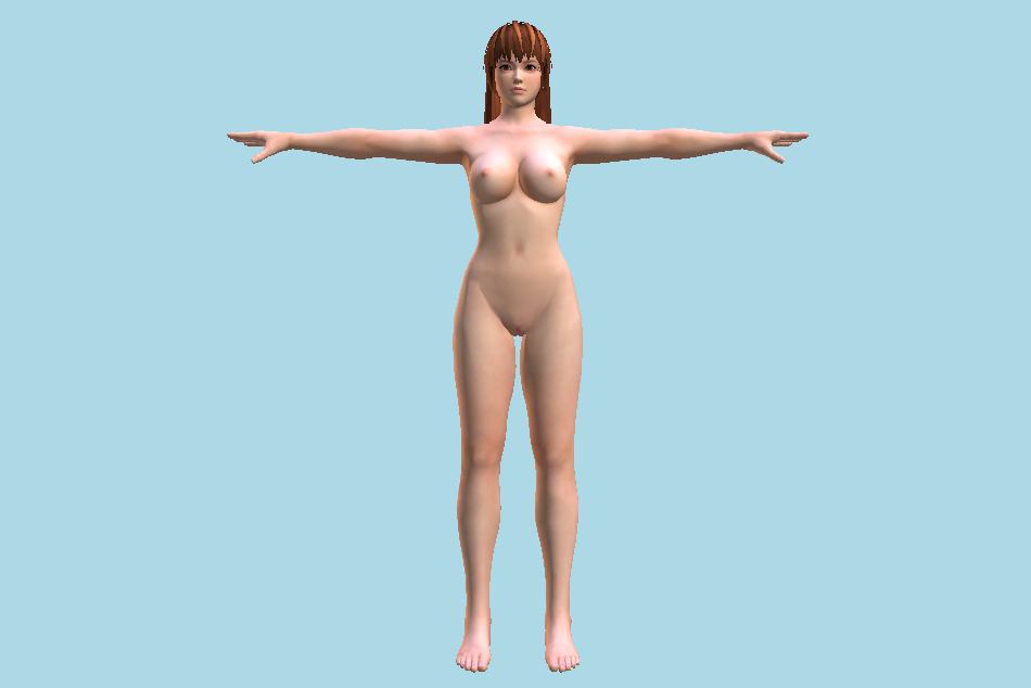 Kasumi Nude Girl Hair 1 3d model