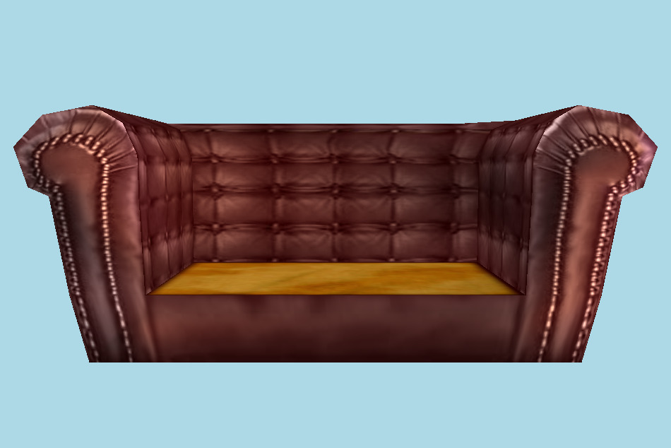 Couch and Cushion Leather 3d model