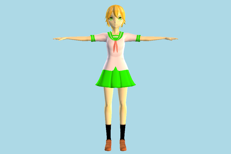 Anime School Girl Ayu Watatita 3d model