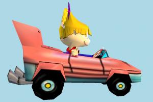 Angelica Car Nicktoons-Racing, Angelica, car, vehicle, cartoon, low-poly