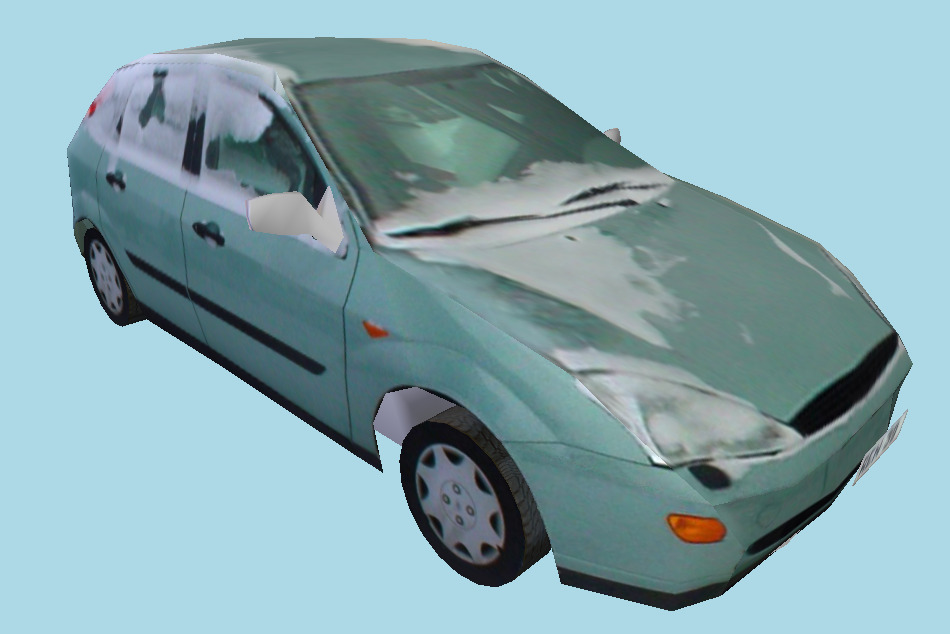 Low poly Car Dirty surface with Snow 3d model