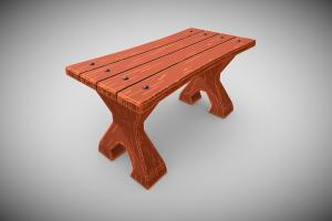 Stylized Wooden Table wooden, toon, ready, table, park, outdoor, old, iron, substancepainter, substance, cartoon, game, pbr, low, poly, wood, stylized, steel