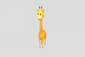 Character003 Giraffe neck, toon, style, kid, mascot, giraffe, mammal, zoo, safari, yellow, nature, character, cartoon, model, animal