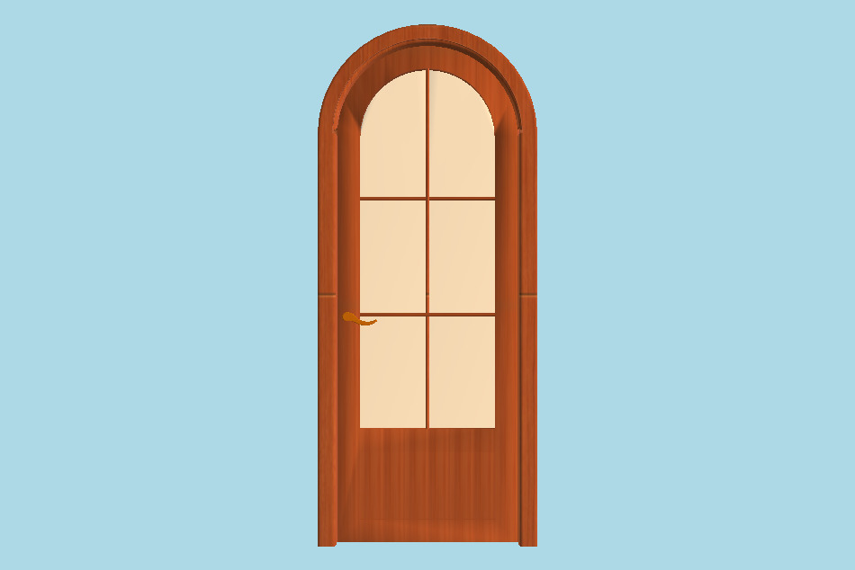 Interior Arch Door with Glass 3d model