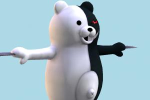 Monokuma Danganronpa-Cyber, Danganronpa, animal-character, bear, teddy, toy, toony, cartoon, cute, character