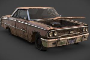 Wrecked 1960's Coupe abandoned, ford, rust, vintage, rusty, automotive, american, dirty, old, coupe, 60s, game-ready, 1960s, game-asset, substancepainter, substance, asset, vehicle, pbr, car