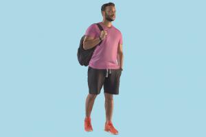 Man Standing scanned-models, man, male, people, human, person, character, , stylish, young, african, backpack, realistic, t-shirt, handsome, sporty, american, guy