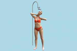Woman Showering scanned-models, showering, beach, bikini, girl, female, woman, people, human, character, washing, swimsuit, attractive