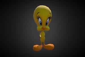 Tweety Bird looney, tunes, 3d-model, warnerbros, tweetybird, model, animation