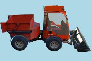 Bulldozer tractor, bulldozer, truck, vehicle, low-poly