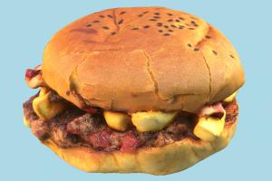 Fries Burger hamburger, burger, sandwich, fastfood, meat, lunch, meal, fat, party, fast, food, american, realistic, beef, fries, cheese, unhealthy, barbecue, enlil, scanned