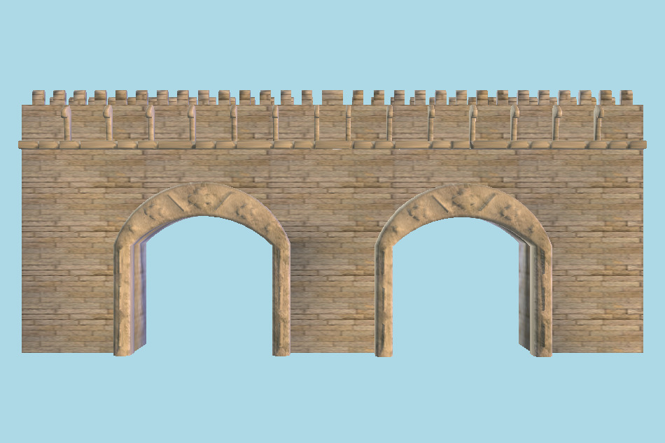 Medieval Castle Wall Archway 3d model