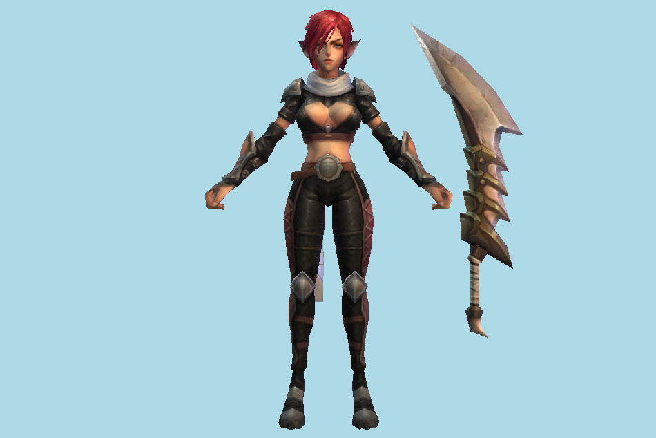 Red Hair Elf Girl Warrior 3d model