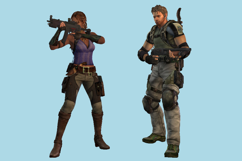 Resident Evil 5 Sheva and Kris characters 3d model