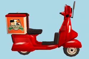 Pizza Delivery Bike Roblox, pizza, delivery, vechicle, cartoon, motorbike, bike, motorcycle, motor, cycle, low-poly