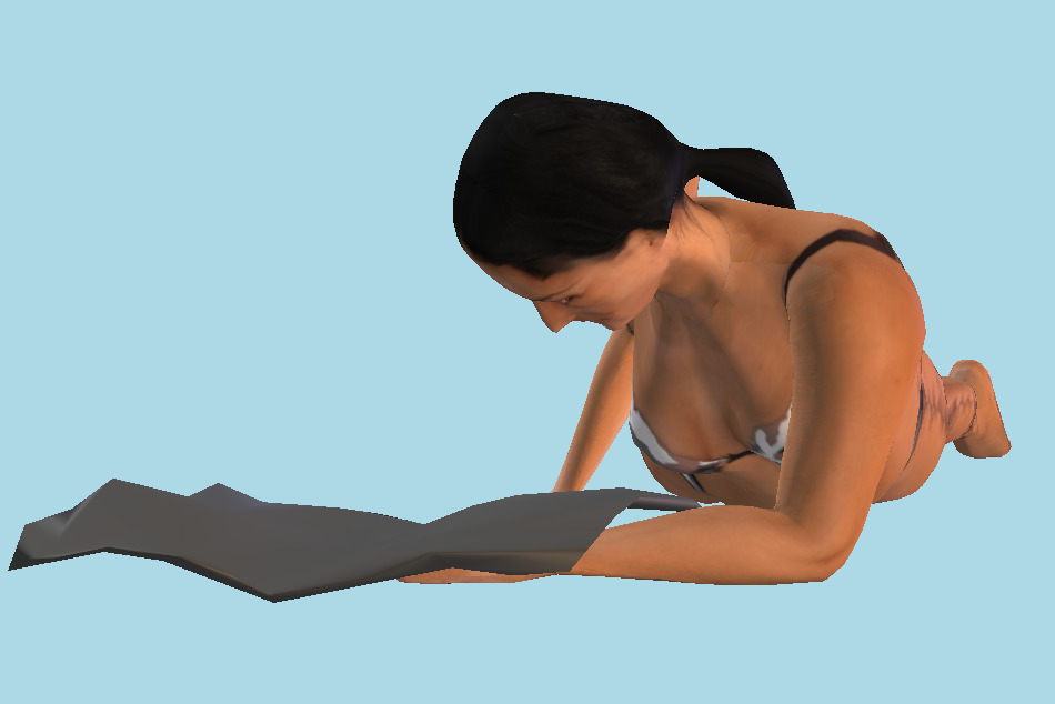 Beach Woman Reading 3d model