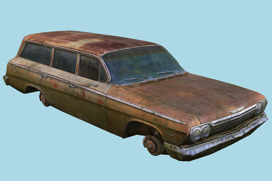 Rusty Car Wagon 3d model
