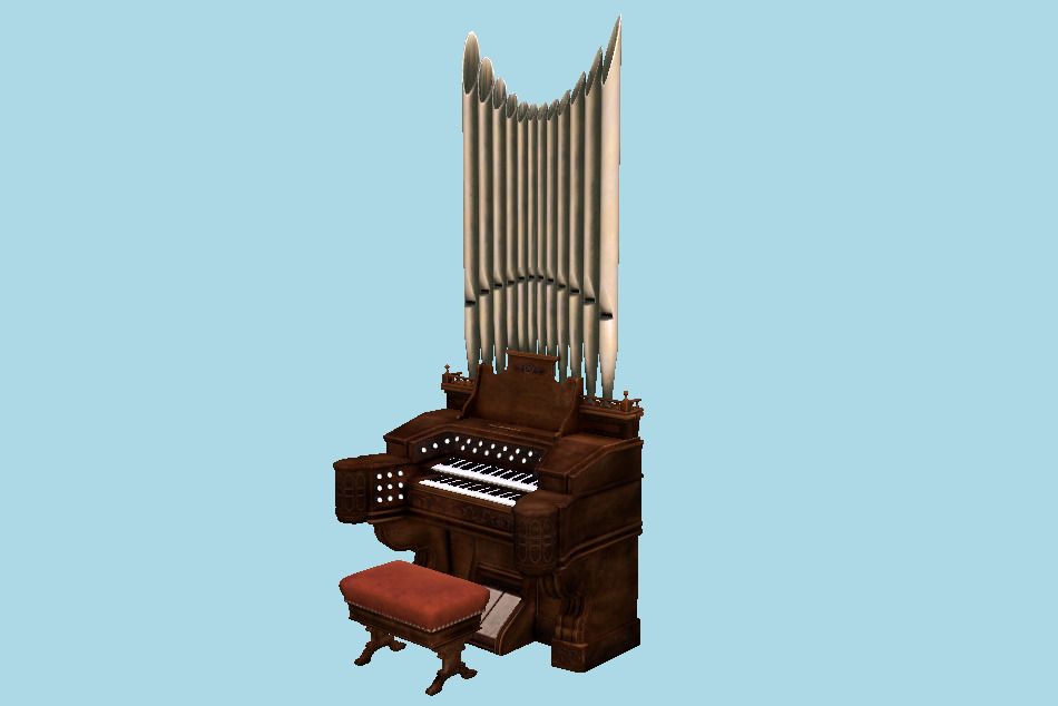 Vintage Pump Pipe Organ Old Piano 3d model