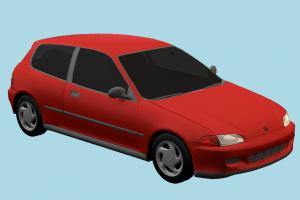 Honda Car honda, car, vehicle, carriage, transport, red