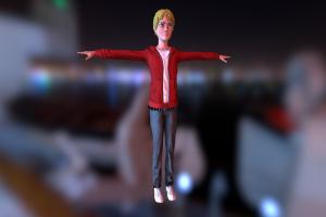 Cartoon Character for Game Rigged red, blonde, character, free, human, hudie