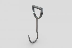 Meat Hook grip, fish, hanging, meat, hook, ready, hay, handle, tool, butcher, cutting, flesh, carcass, carry, hang, slaughterhouse, game, low, poly, shop, horror, steel, slaughter, acute, deboning