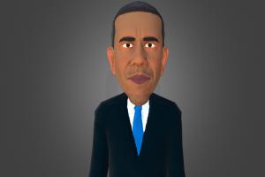 Obama caricature caracter, obama, caricature, games, historical, president, low-poly, man, usa, animated, human, textured, rigged, gameready
