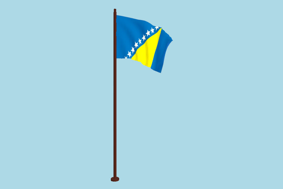 Bosnia and Herzegovina Flag Animated FBX Free Download 3d model