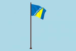 Bosnia and Herzegovina Flag Animated flag, animated, fbx, free