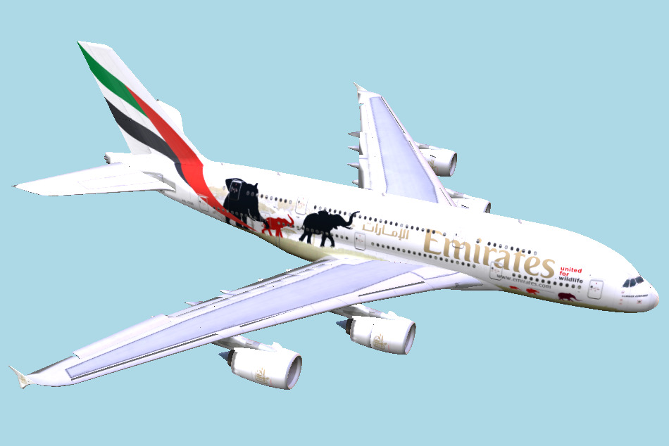 A380-8 Emirates Airbus Wildlife A6-EDG 3d model