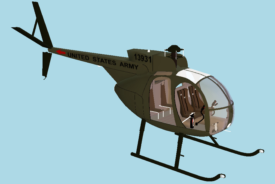 OH-6A Cayuse Light Observation Helicopter 3d model