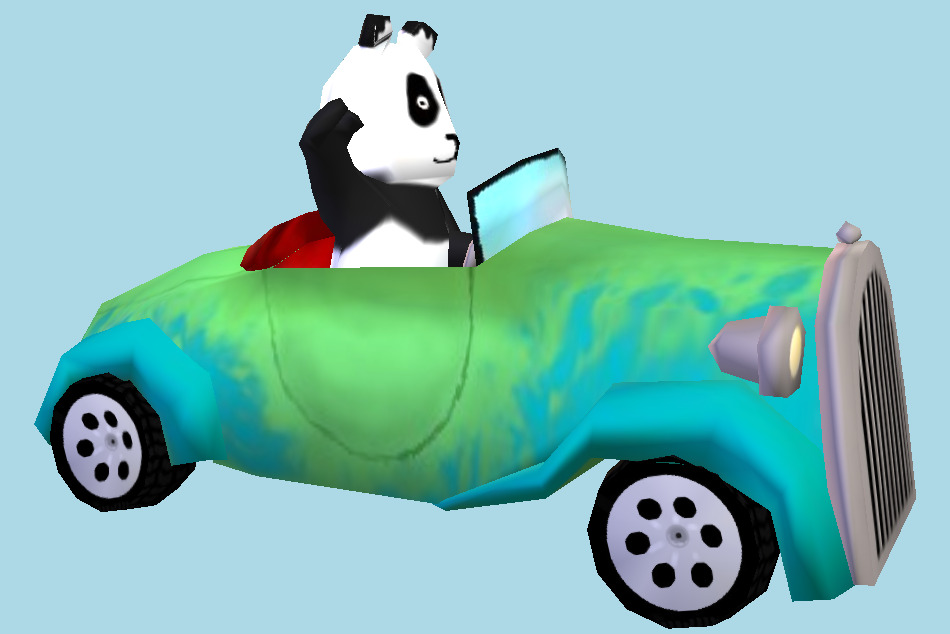 Panda Driving Car 3d model