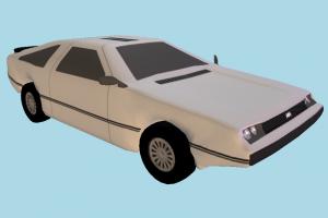 Car Low-poly delorean, car, cartoon, toon, truck, vehicle, transport, carriage, dodge, low-poly