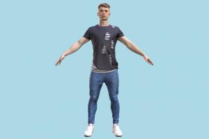 Handsome Man scanned-model, scanned, man, male, posing, human, people, character, archviz, stylish, american, sale, t-shirt, blonde, handsome, sporty, a-pose