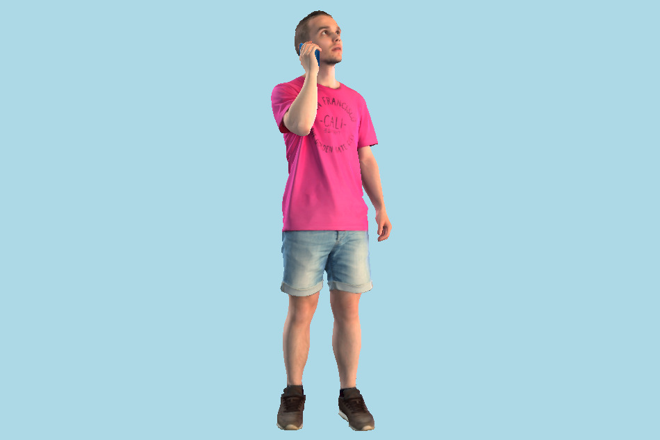 Casual Man Talking to Phone 3d model