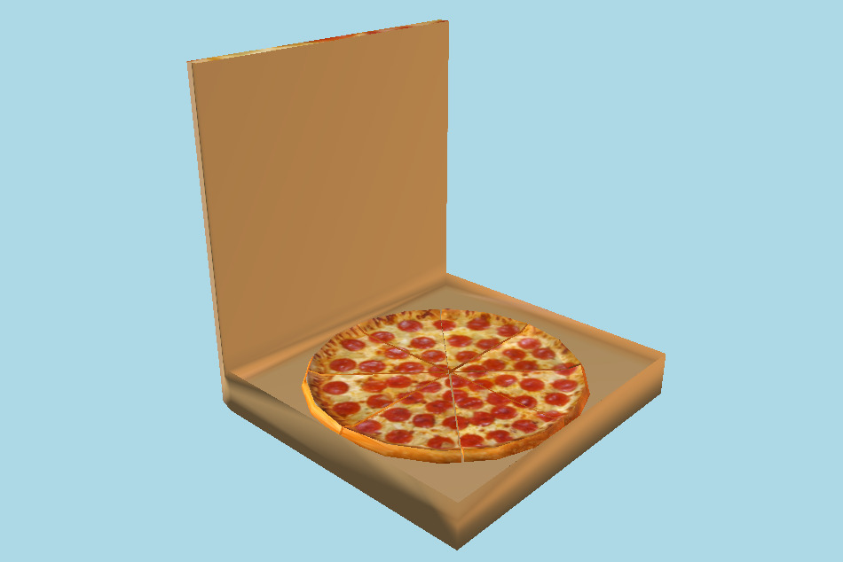 Pepperoni Pizza in Box 3d model