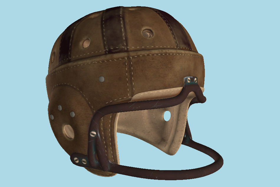 Vintage 1940 Antigue Leather Football Helmet 3d model
